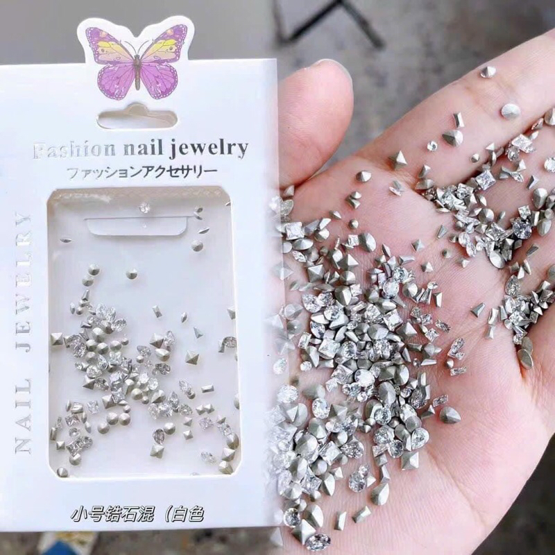 Đá chân nhọn size mini màu trăng 100 viên/ sét đá khối chân nhọn size mini mix 100 viên