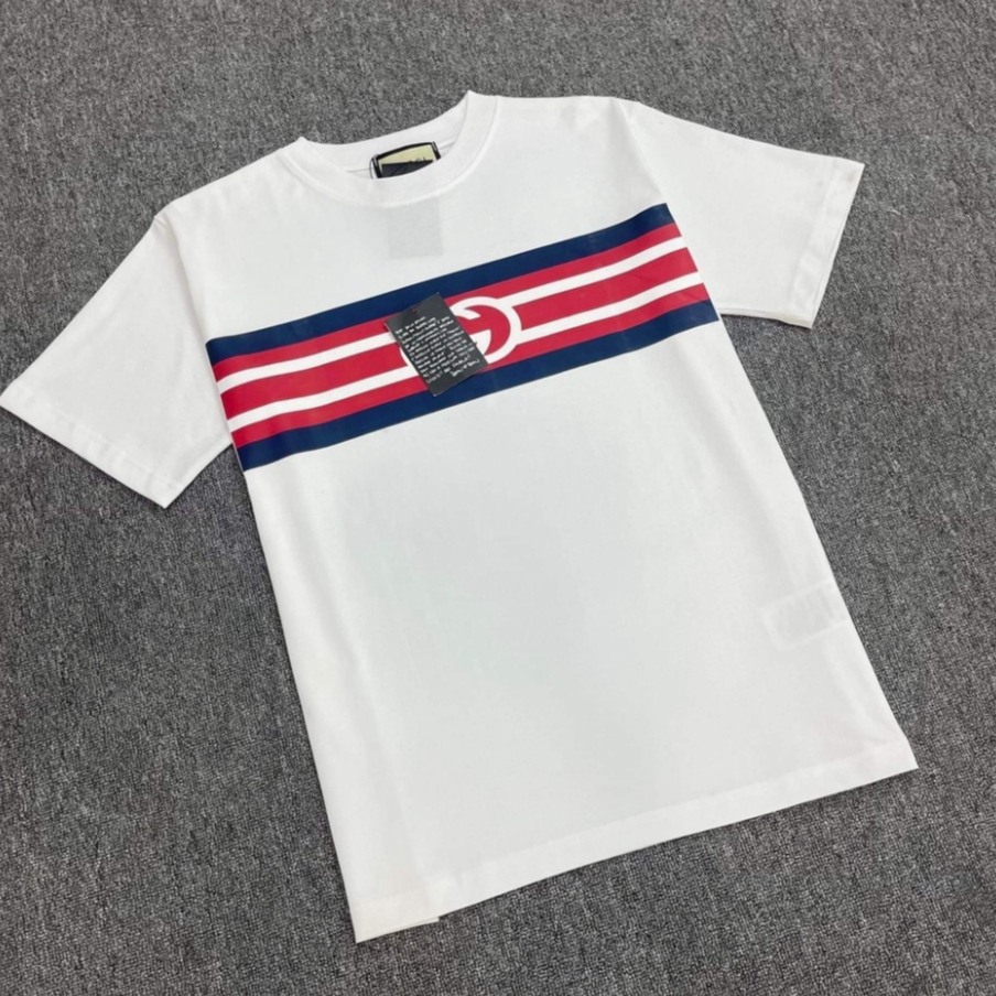 Áo Thun Nam Siêu Cấp Họa Tiết GC Sọc Xanh Đỏ Hai Màu Đen Trắng Thời Trang Nam Nữ