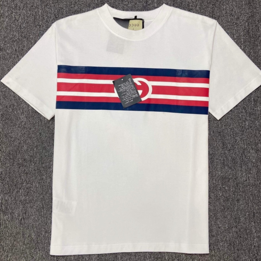 Áo Thun Nam Siêu Cấp Họa Tiết GC Sọc Xanh Đỏ Hai Màu Đen Trắng Thời Trang Nam Nữ