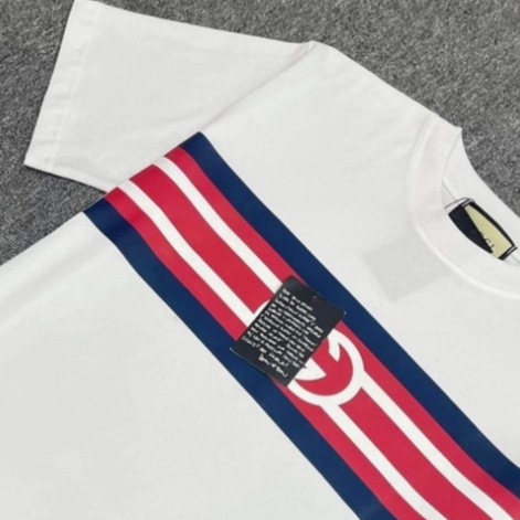 Áo Thun Nam Siêu Cấp Họa Tiết GC Sọc Xanh Đỏ Hai Màu Đen Trắng Thời Trang Nam Nữ