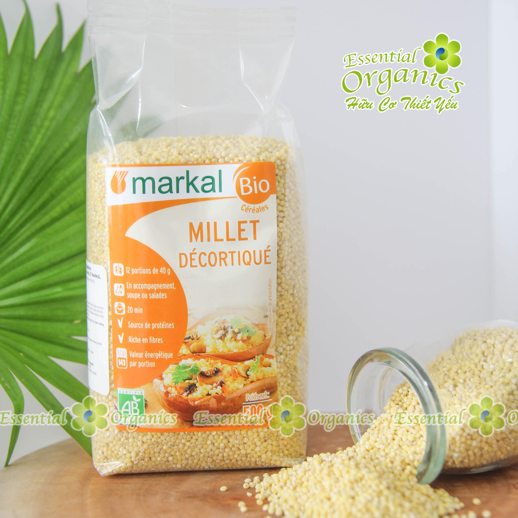 Hạt kê hữu cơ đã bóc vỏ Markal 500g - Pháp - hạt kê cho bé ăn dặm