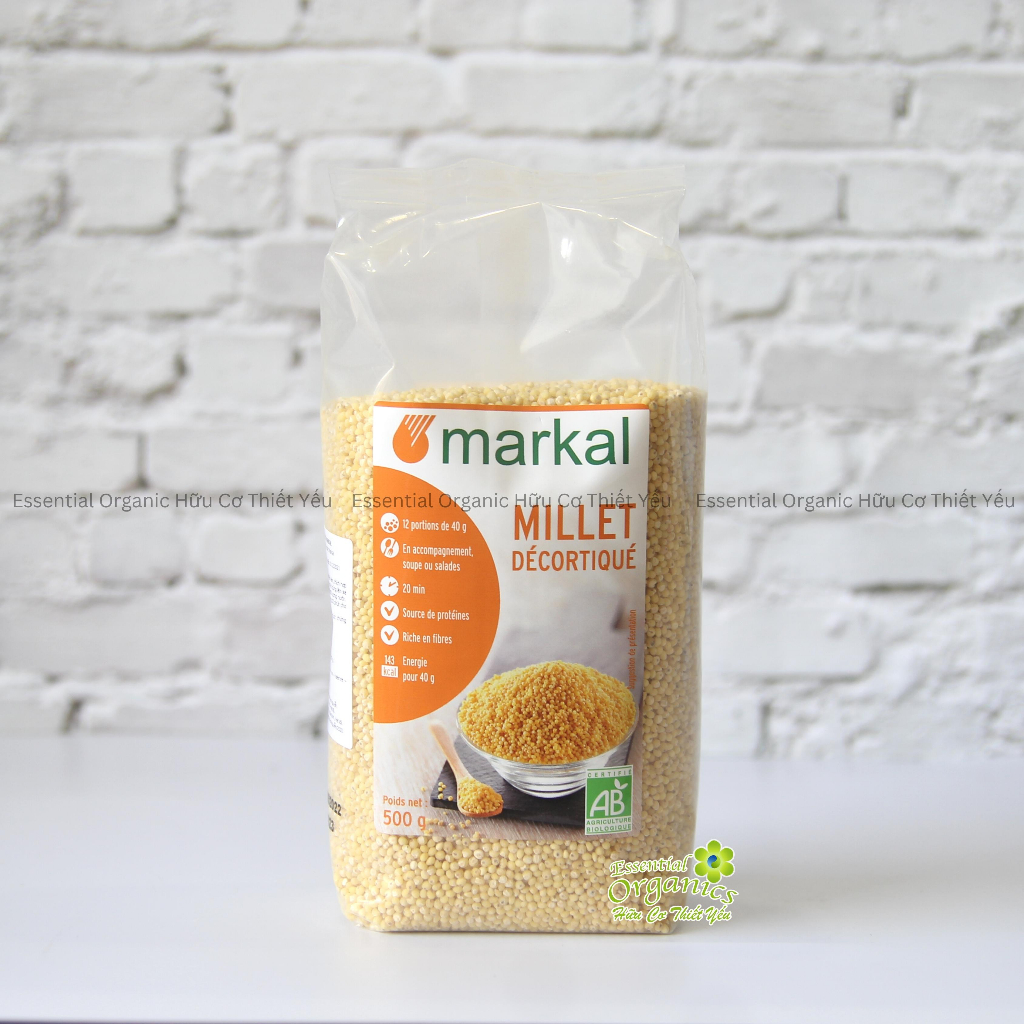 Hạt kê hữu cơ đã bóc vỏ Markal 500g - Pháp - hạt kê cho bé ăn dặm