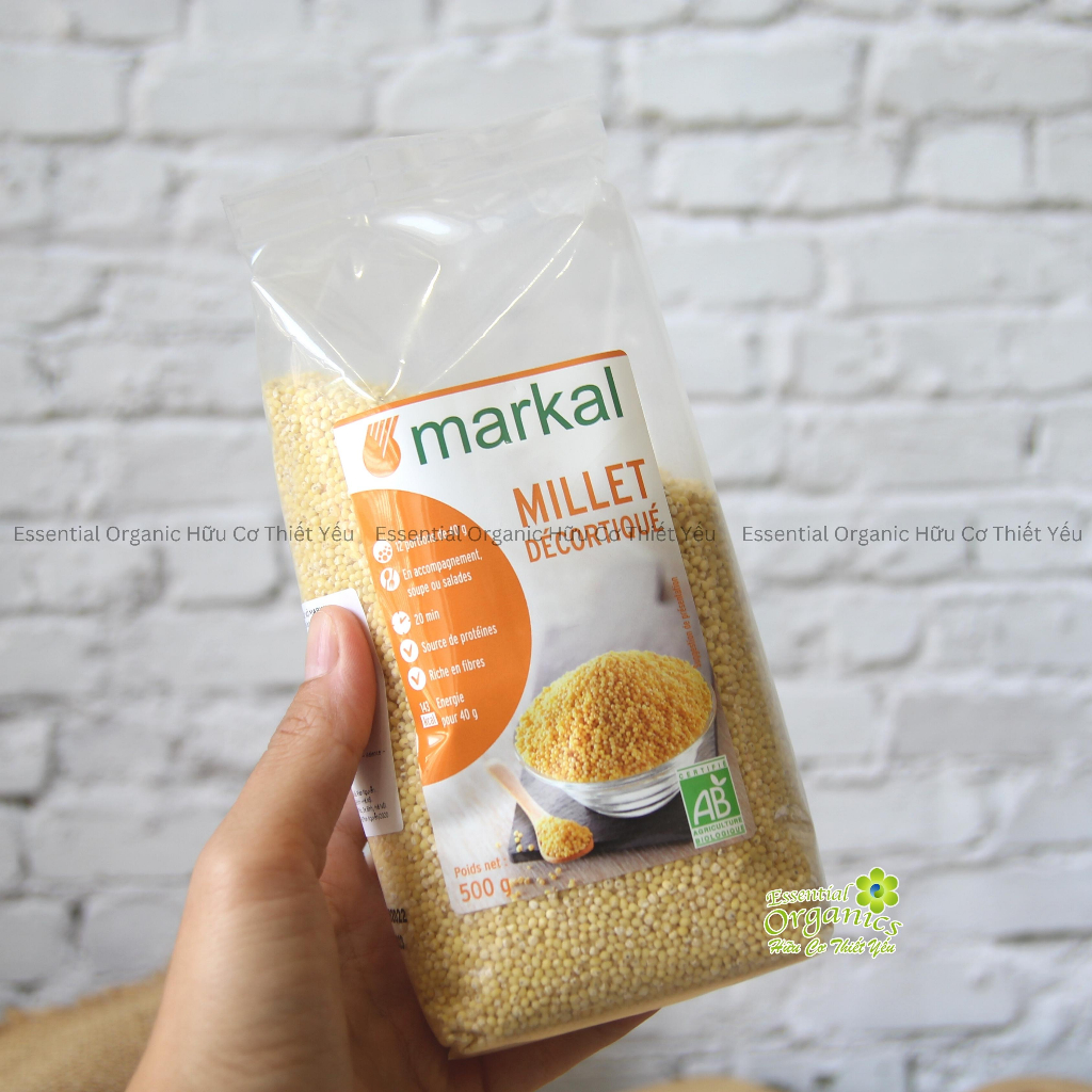 Hạt kê hữu cơ đã bóc vỏ Markal 500g - Pháp - hạt kê cho bé ăn dặm