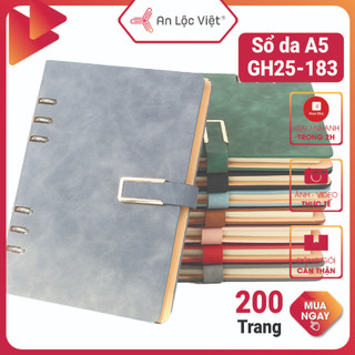 Sổ da / sổ còng a5 200 trang chất liệu da mềm mịn, nút cài nam châm - khóa còng chắc chắn