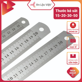 Combo 2 cây thước kẻ sắt/ thước lá thép/ thước kẻ thép cao cấp 15cm - 20cm - 30cm - 50cm