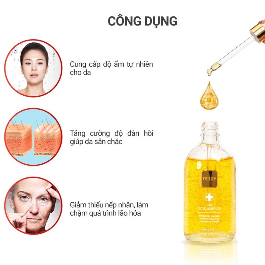 Serum Kem Dưỡng Tinh Chất Vàng TENUE 24K GOLD AMPOULE Chống Lão Hóa Dưỡng Ẩm Cho Da Cho Da Mịn Màng Căng Bóng
