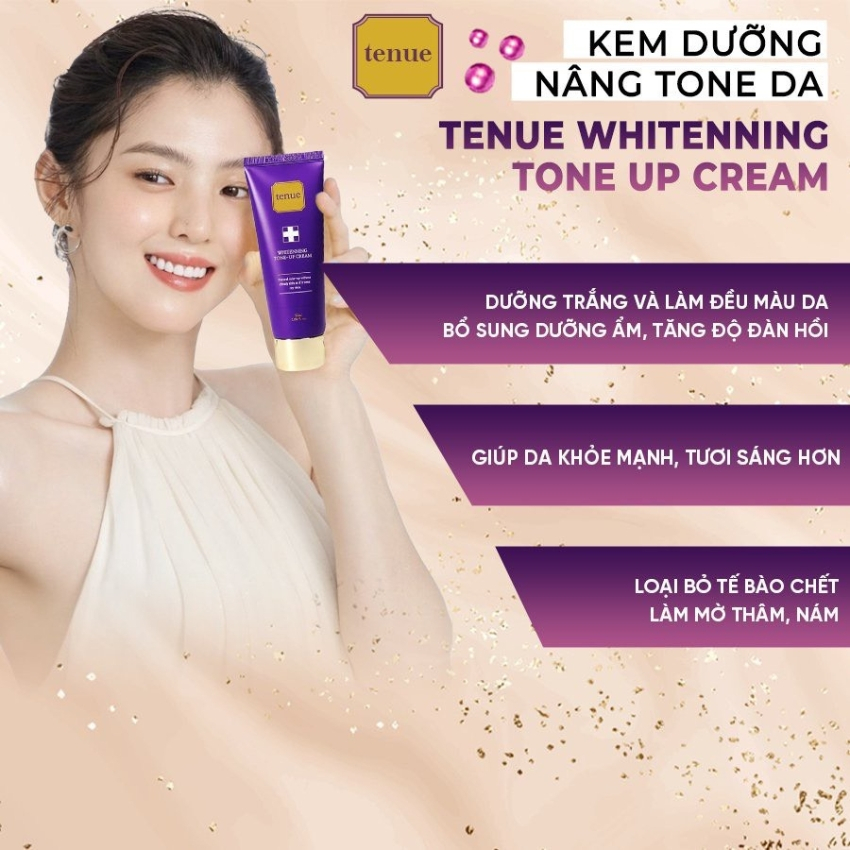 Combo Kem Dưỡng Trắng Da Nâng Tông Tenue Tone Up Cream Và Tinh Chất Vàng 24k Tenue Ampoule Hàn Quốc Chống Lão Hóa Da