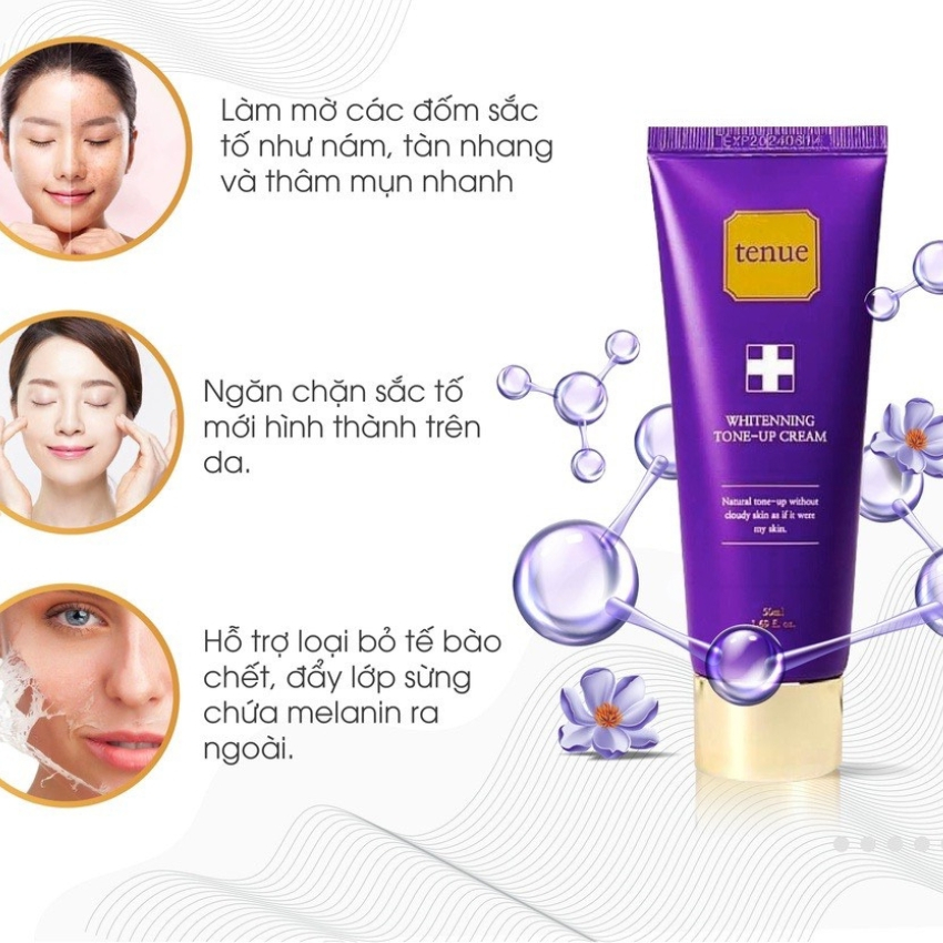 Combo Kem Dưỡng Trắng Da Nâng Tông Tenue Tone Up Cream Và Tinh Chất Vàng 24k Tenue Ampoule Hàn Quốc Chống Lão Hóa Da