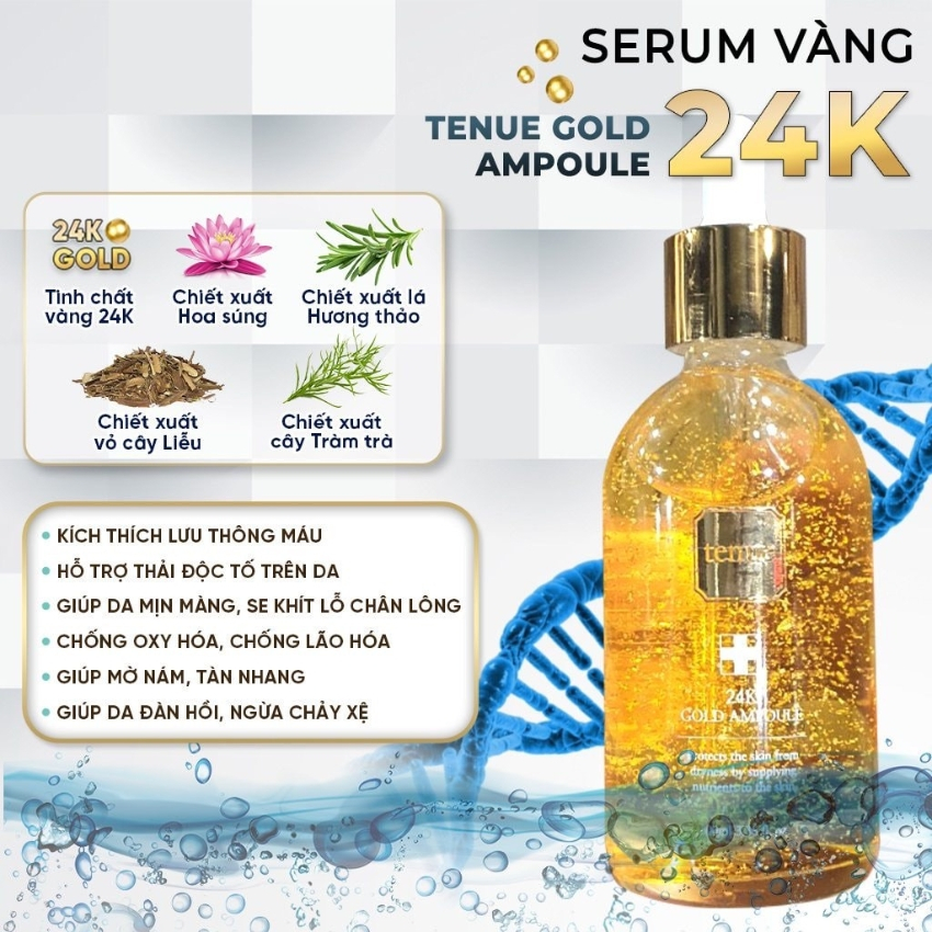 Serum Kem Dưỡng Tinh Chất Vàng TENUE 24K GOLD AMPOULE Chống Lão Hóa Dưỡng Ẩm Cho Da Cho Da Mịn Màng Căng Bóng