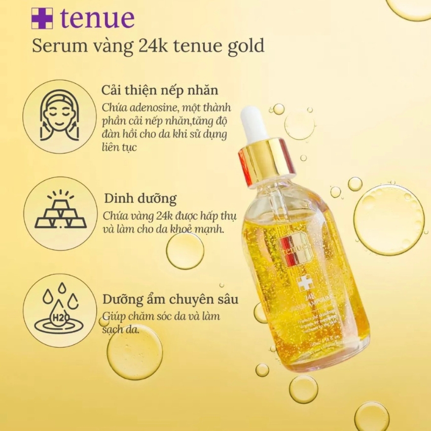 Serum Kem Dưỡng Tinh Chất Vàng TENUE 24K GOLD AMPOULE Chống Lão Hóa Dưỡng Ẩm Cho Da Cho Da Mịn Màng Căng Bóng