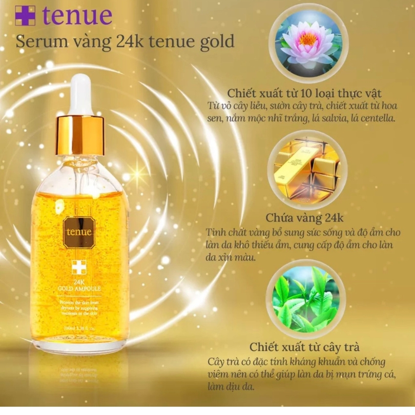 Serum Kem Dưỡng Tinh Chất Vàng TENUE 24K GOLD AMPOULE Chống Lão Hóa Dưỡng Ẩm Cho Da Cho Da Mịn Màng Căng Bóng