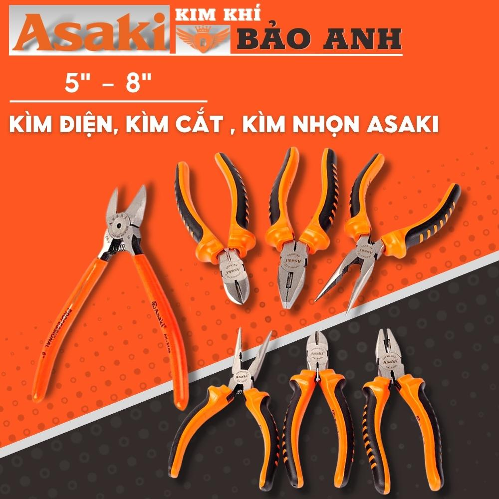 Kìm điện, kìm cắt , kìm nhọn, kìm cắt vẹt kỹ thuật đa năng kiểu Mỹ chính hãng ASAKI từ 5" - 8"