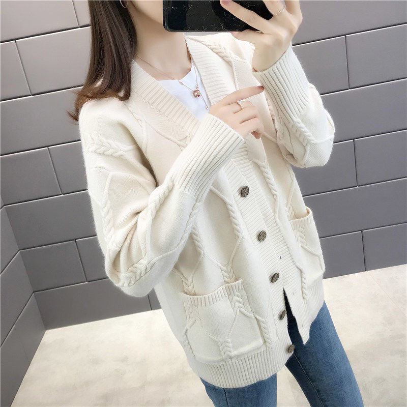 Áo cardigan len cổ V phong cách hàn quốc áo khoác len nữ hot nhất 2023