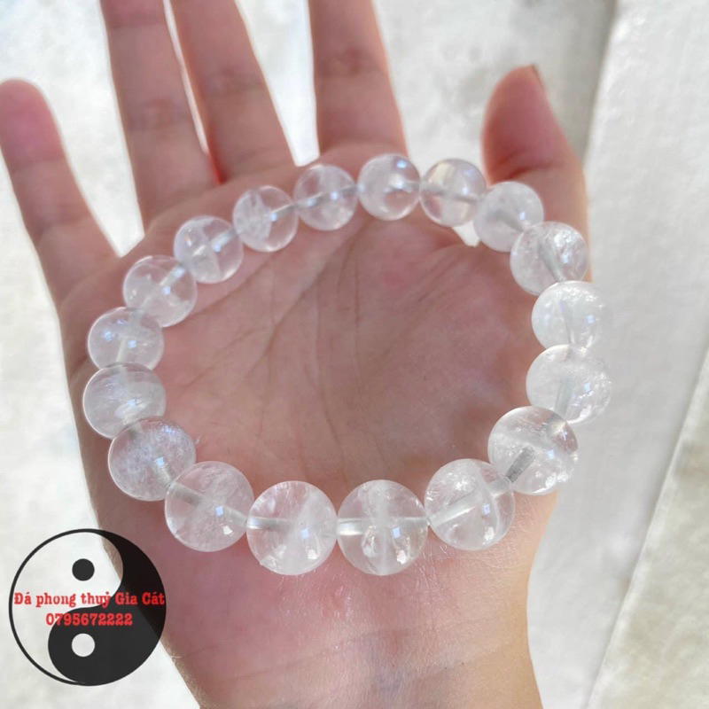 Vòng tay đá thach anh trắng phân tầng 5A kiểm định