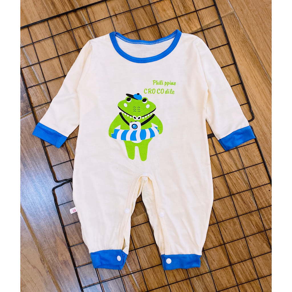 Bodysuit cho bé dài tay không tất chân vải thun lạnh mỏng mát co giãn tốt cho bé trai và bé gái
