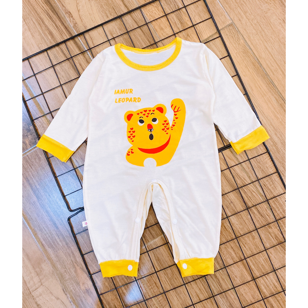 Bodysuit cho bé dài tay không tất chân vải thun lạnh mỏng mát co giãn tốt cho bé trai và bé gái