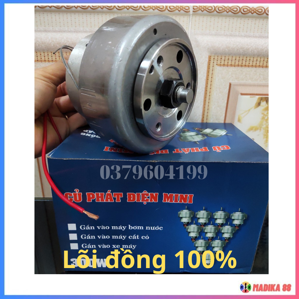 Củ Phát Điện Gắn Vào Xe Máy 220V - Lõi đồng cao cấp, Máy phát điện mini gắn xe máy, Acquy, Ắc quy đồng xe m