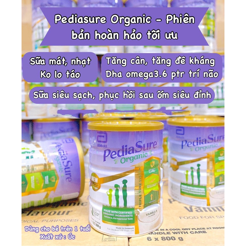 Hàng công ty đủ tem phụ Sữa Pediasure Organic Úc 850gr cao năng lượng cho