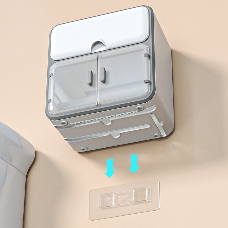 Hộp Đựng Giấy Vệ Sinh 2 Tầng Cao Cấp Kệ đựng mỹ phẩm sang trọng, màu trắng siêu xinh