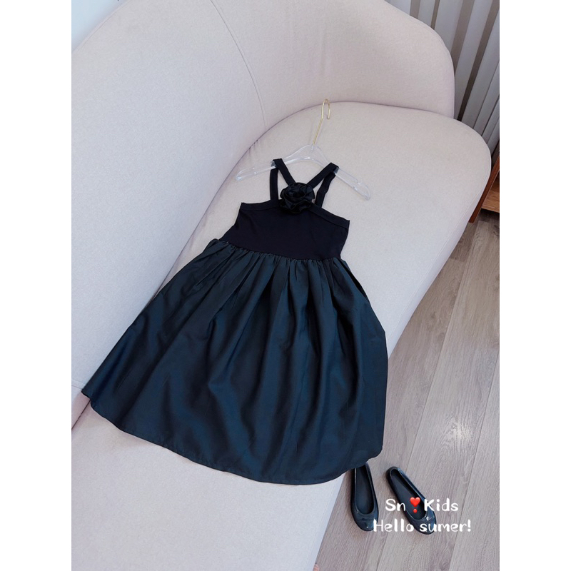 BG469- VÁY CHÉO CỔ ĐÍNH HOA SN CHO BÉ