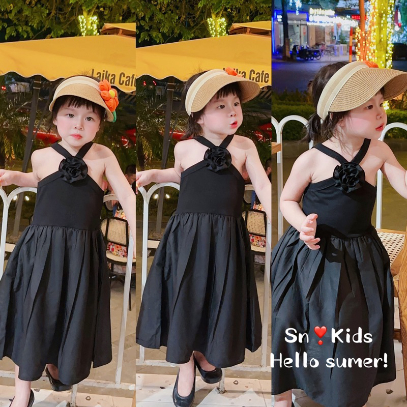 BG469- VÁY CHÉO CỔ ĐÍNH HOA SN CHO BÉ