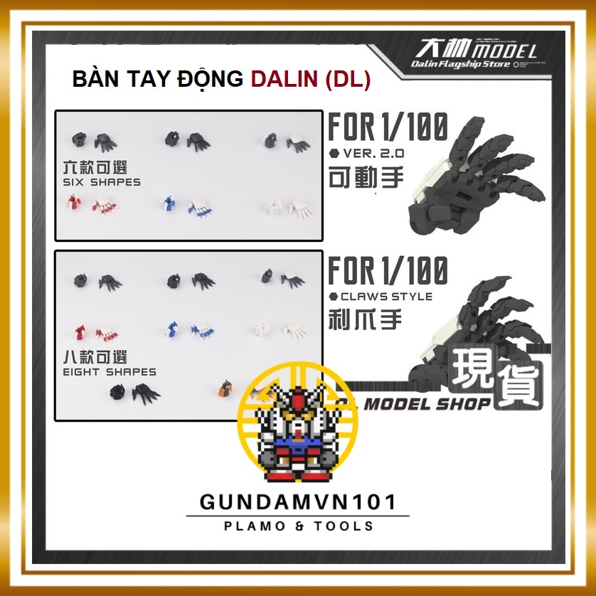 PHỤ KIỆN BÀN TAY ĐỘNG 1/100 GUNDAM DL / DALIN MODEL (MG FM RE) - Mô hình custom mod thay thế Gunpla Robot Anime