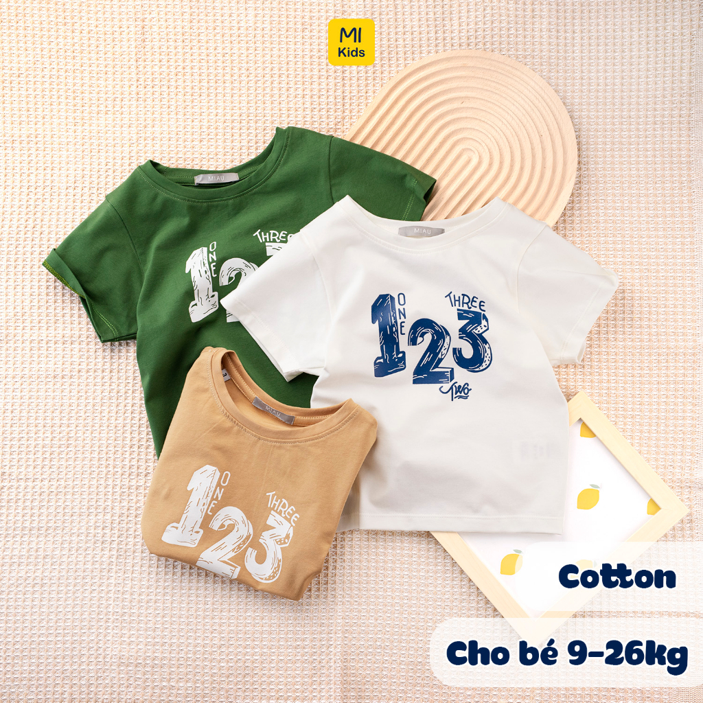 Áo phông cho bé số 123 one true three dễ thương thun cotton mát mịn thấm hút cho bé mặc nhà đi học đi chơi