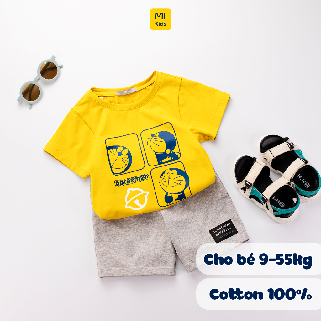 Đồ Bộ Bé Trai Họa tiết Doraemon vui nhộn đáng yêu Chất thun Cotton mềm mịn Mùa hè Thoáng mát - quần áo trẻ em MiKids