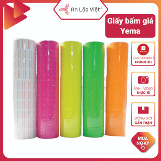 [HÀNG GUANGJIN TEM ĐỎ LOẠI I] Giấy bấm giá - Giấy dán giá tiền, cây 10 cuộn (4.000 tem dán) sử dụng cho các máy bấm giá