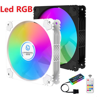 Quạt tản nhiệt fan RGB trắng/đen giá rẻ cho PC 12cm - Có hub và remote điều chỉnh led + tốc độ