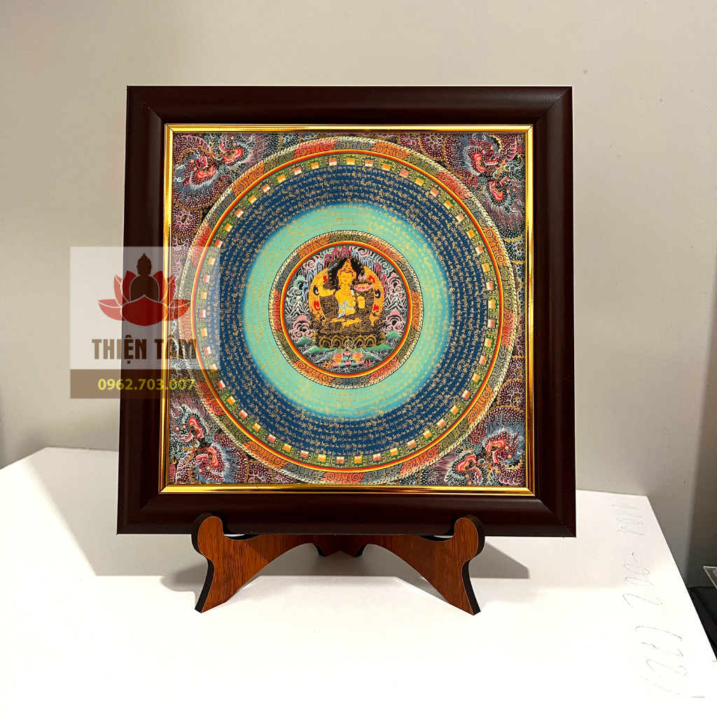 Tranh ĐỂ BÀN Văn Thù Bồ Tát Mandala size nhỏ gồm khung y hình
