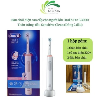 Bàn chải điện Oral b pro 3 3000 cao cấp (Thân màu trắng, đầu bàn chải sensi mềm)