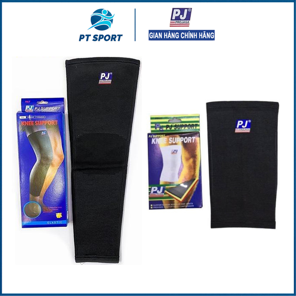Bó Gối PJ loại dài PJ 967 mầu đen, loại ngắn PJ 601 mầu đen xám, Bó gối băng gối hỗ trợ bảo vệ đầu gối khi chơi thể thao