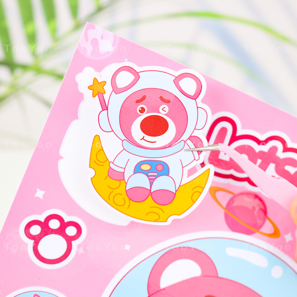 Tấm sticker Gấu dâu Lotso size lớn trang trí laptop, tủ lạnh, đàn guitar,... dễ thương cute TooYoo BK00131
