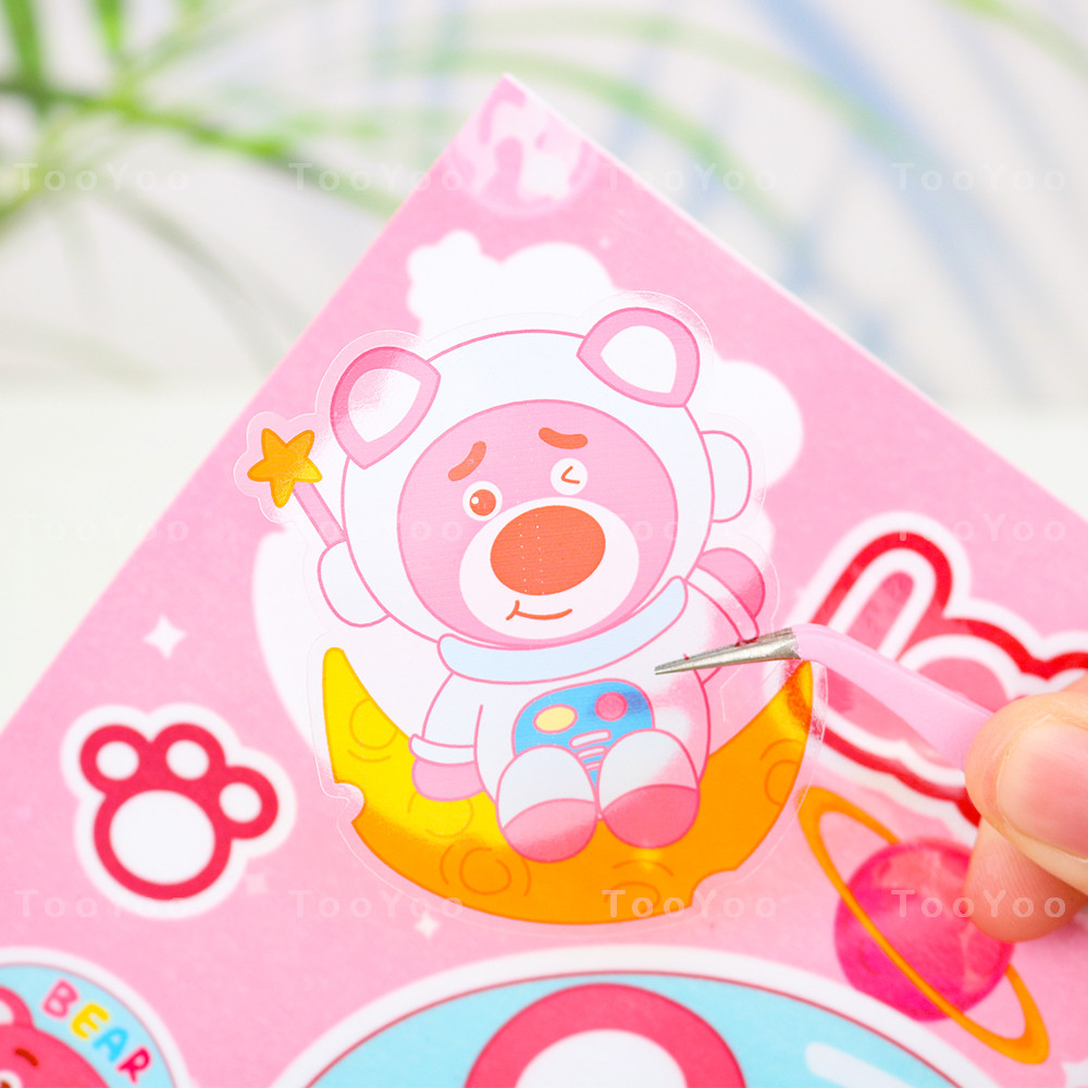 Tấm sticker Gấu dâu Lotso size lớn trang trí laptop, tủ lạnh, đàn guitar,... dễ thương cute TooYoo BK00131