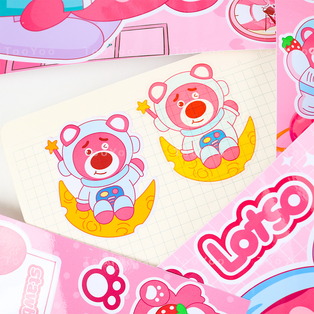 Tấm sticker Gấu dâu Lotso size lớn trang trí laptop, tủ lạnh, đàn guitar,... dễ thương cute TooYoo BK00131