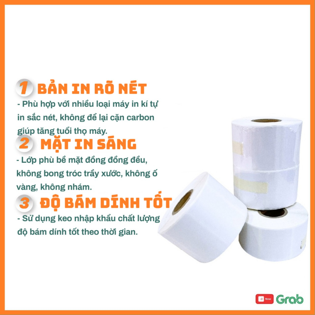 [COMBO 10 CUỘN] Decal nhiệt in tem trà sữa loại 50x30mm, giấy in nhiệt 5x3. [COMBO 10 CUỘN 50*30]