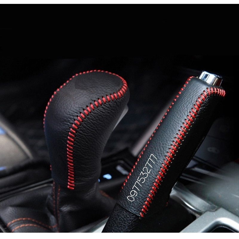 Bọc cần số + phanh tay xe Hyundai I10, Accent, Elantra  bằng da thật 100%