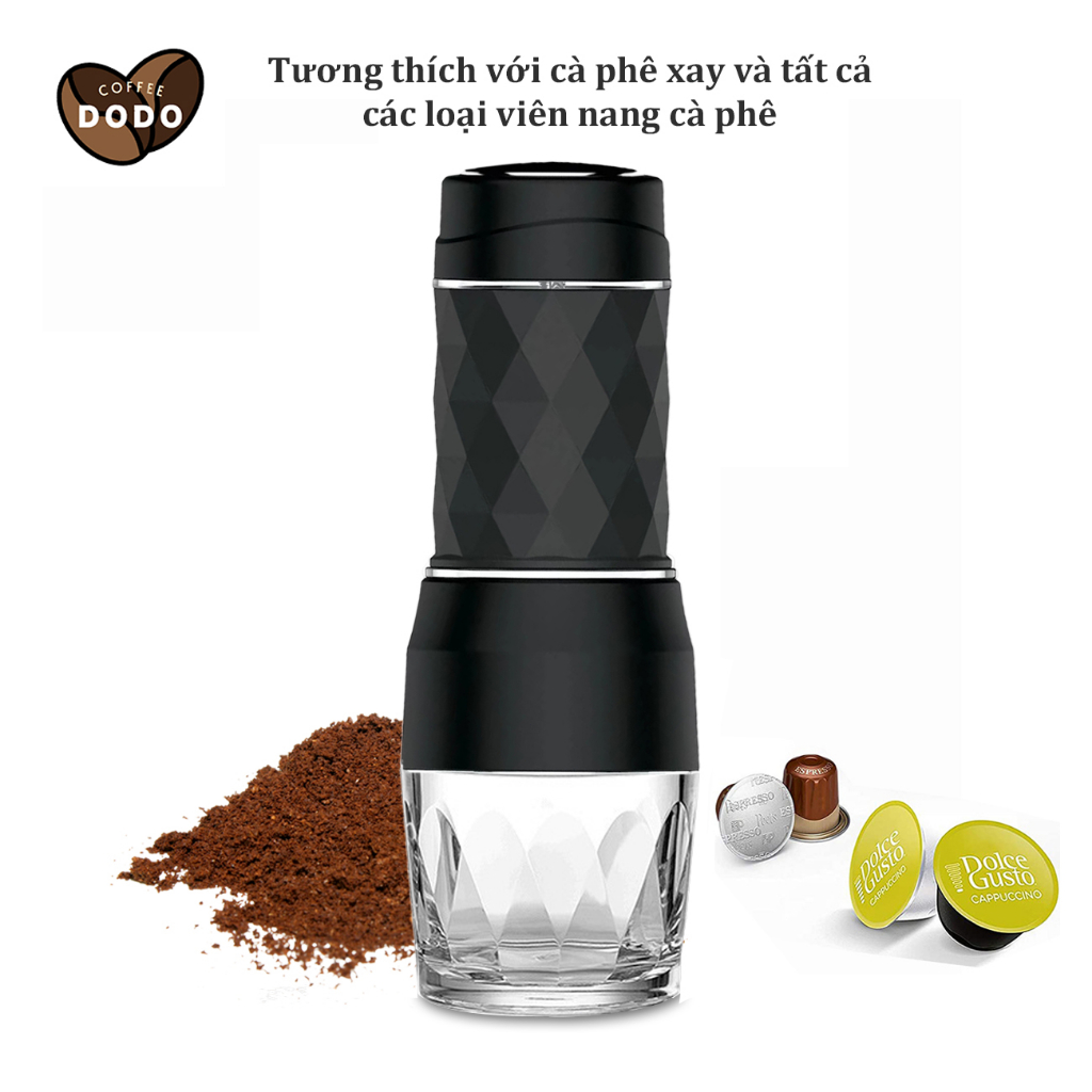 Máy pha cà phê cầm tay mini viên nén Máy pha cafe mini espresso Thích hợp cho Nespresso, Dolce gusto, bột cà phê DODO