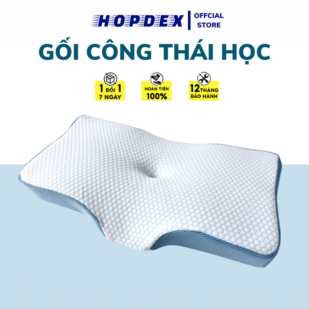 Gối Công Thái Học - Gối Cao Su Non Hỗ Trợ Giảm Đau Cổ Vai Gáy - Chống Ngáy Thiết Kế Thích Hợp Cho Mọi Tư Thế Ngủ