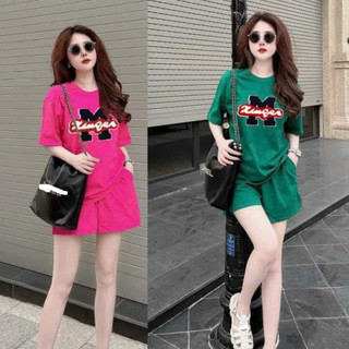 Set đồ nữ mặc nhà mùa hè chất cotton su form rộng size 40-75kg bộ mặc nhà nữ thể thao bigsize in chữ M kèm chữ