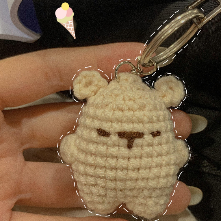 Móc khóa len gấu tooth beary mini handmade siêu đáng yêu