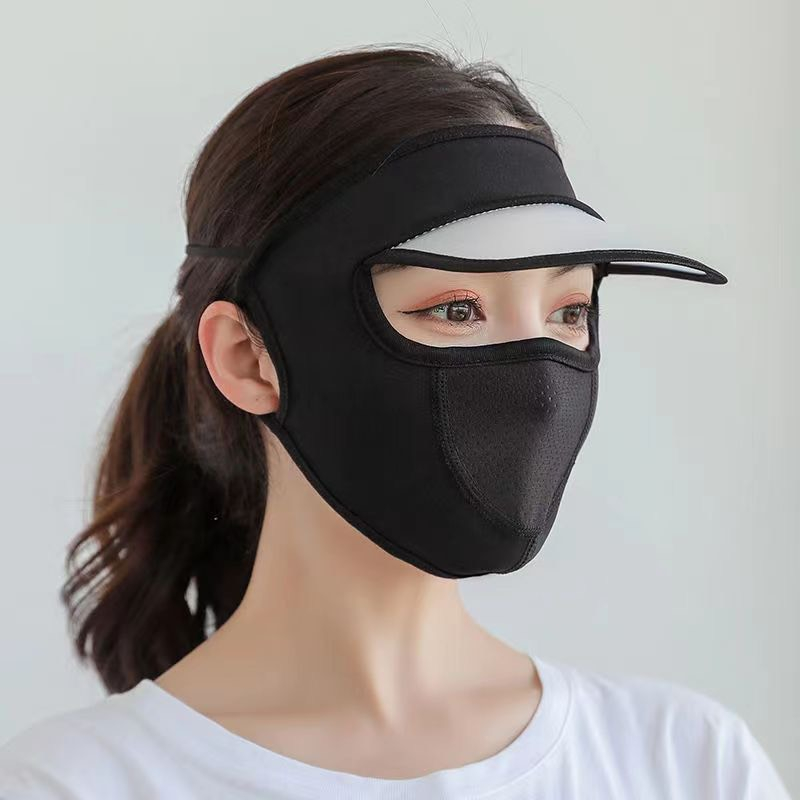Khẩu Trang Chống Nắng Che kín mặt Có Vành Lưỡi Trai Chất Vải Lụa Thoáng Chống Tia UV