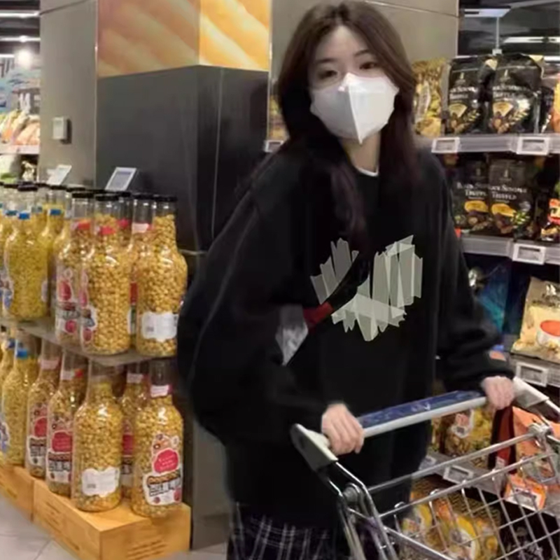 Áo Sweater Trái tim mặt cười áo đôi nam nữ Áo nỉ cặp đôi cotton dày dặn trẻ trung đen trắng Salute