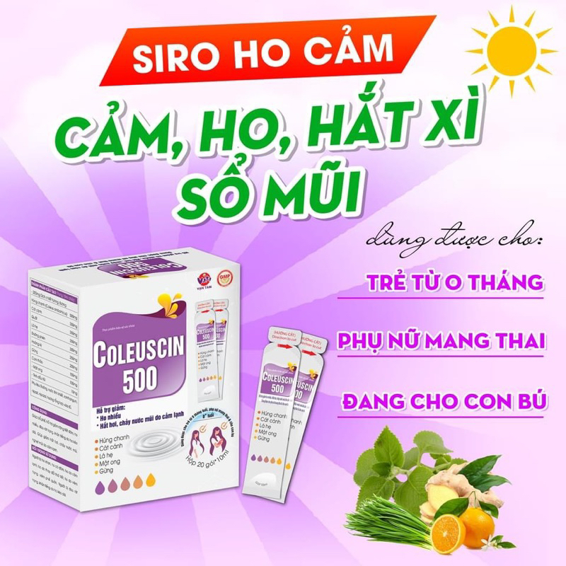 SIRO HO CẢM COLEUSCIN. GIẢI CẢM, GIẢM HO, TIÊU ĐỜM. AN TOÀN CHO TRẺ SƠ SINH