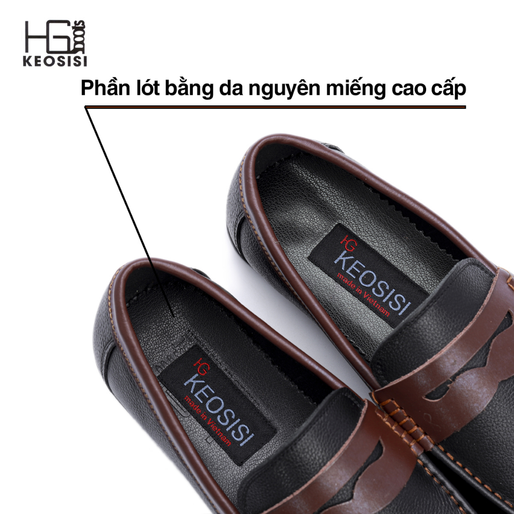 Giày lười nam da bò HG02 đế bệt cao cấp lịch sự Hộp đựng sang trọng KEOSISI Bảo hành 12 tháng