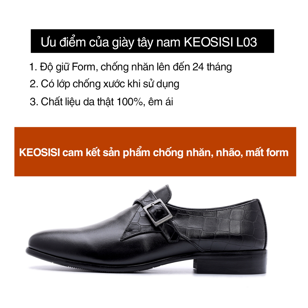 Giày da nam đế Phíp cao cấp dáng Oxford OF01 da bò thật hàng hiệu công sở Hộp đựng sang trọng KEOSISI Bảo hành 12 tháng