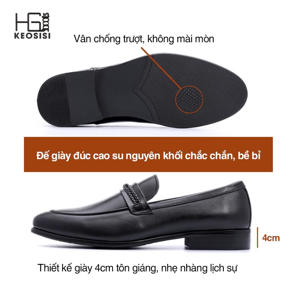 Giày da nam cao cấp Luxury HG03 da bò thật đế phíp dáng công sở hàng hiệu Hộp sang trọng KEOSISI Bảo hành 12 tháng