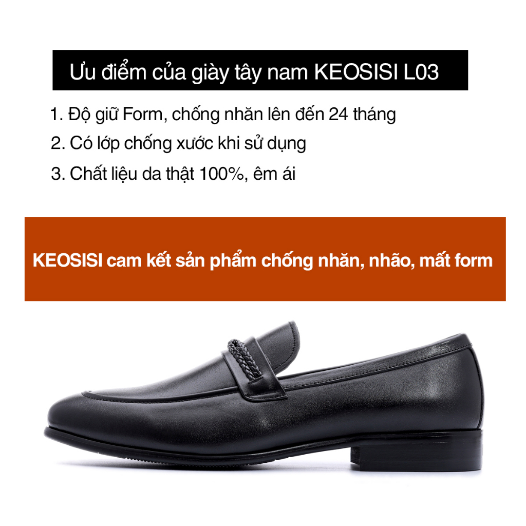 Giày da nam cao cấp Luxury HG03 da bò thật đế phíp dáng công sở hàng hiệu Hộp sang trọng KEOSISI Bảo hành 12 tháng