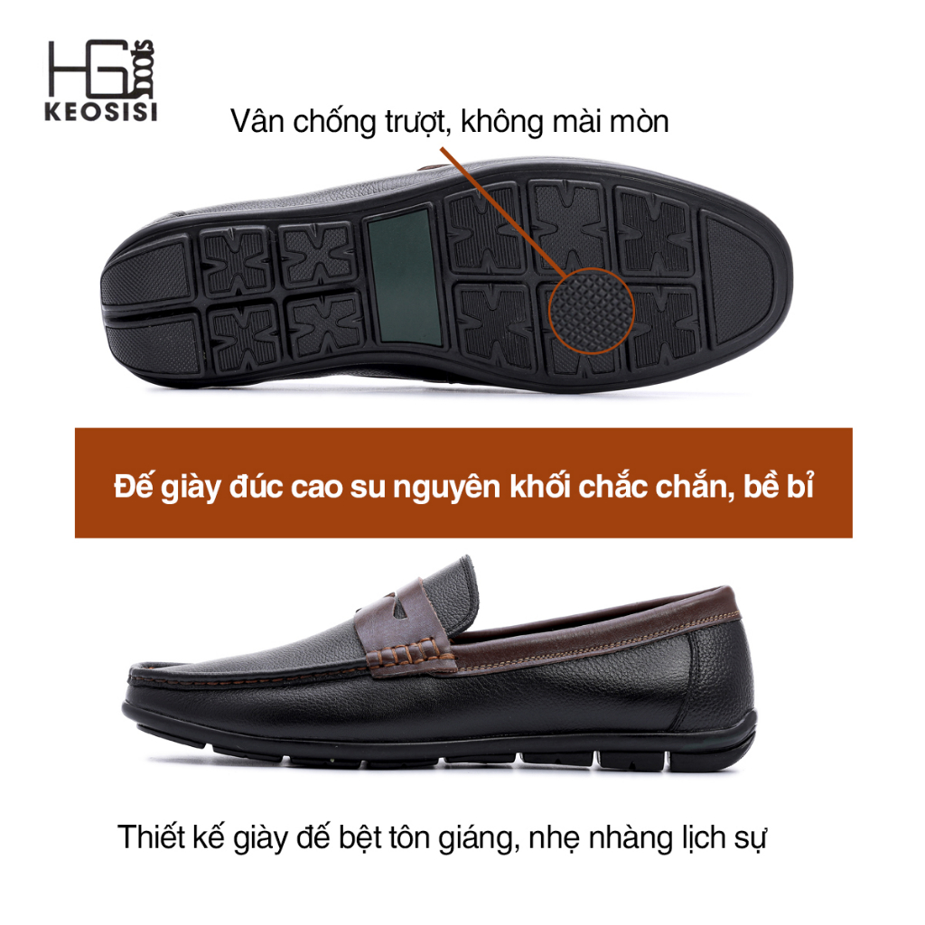 Giày lười nam da bò HG02 đế bệt cao cấp lịch sự Hộp đựng sang trọng KEOSISI Bảo hành 12 tháng